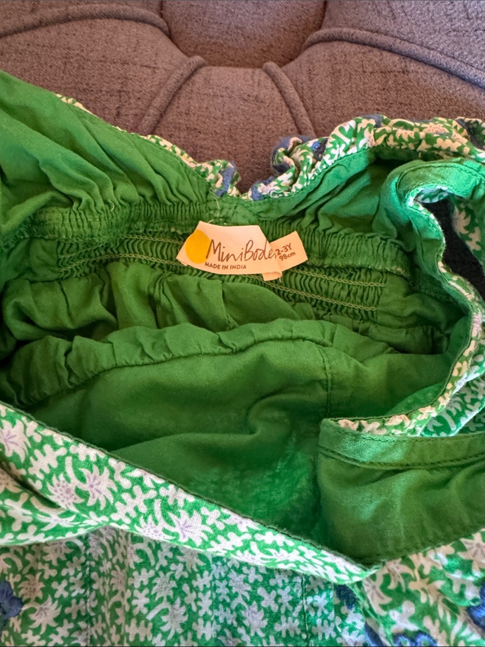 Mini Boden Green and Blue Floral Ruffle Dress - Picture 2 of 5